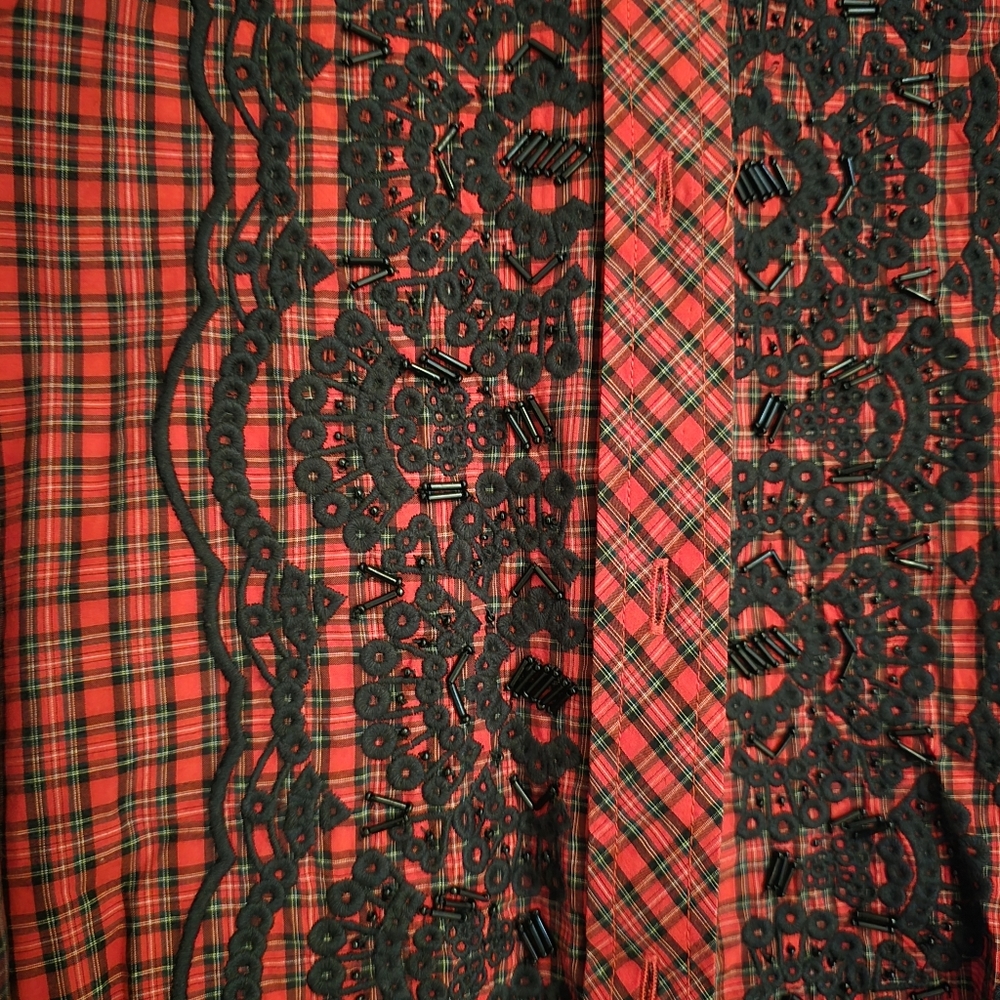 J. Crew Red and Black Lace Detail Shirt - Picture 6 of 6